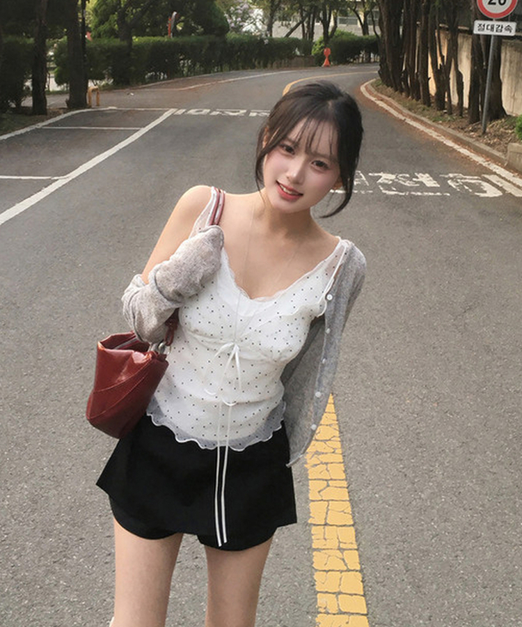 【カップ付き】レースキャミソール(5color) WHITE