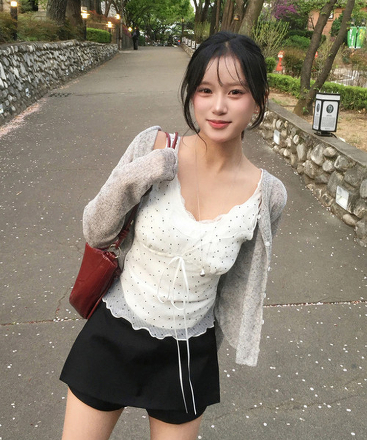 【カップ付き】レースキャミソール(5color) WHITE