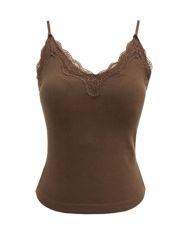 【カップ付き】レースキャミソール(5color)