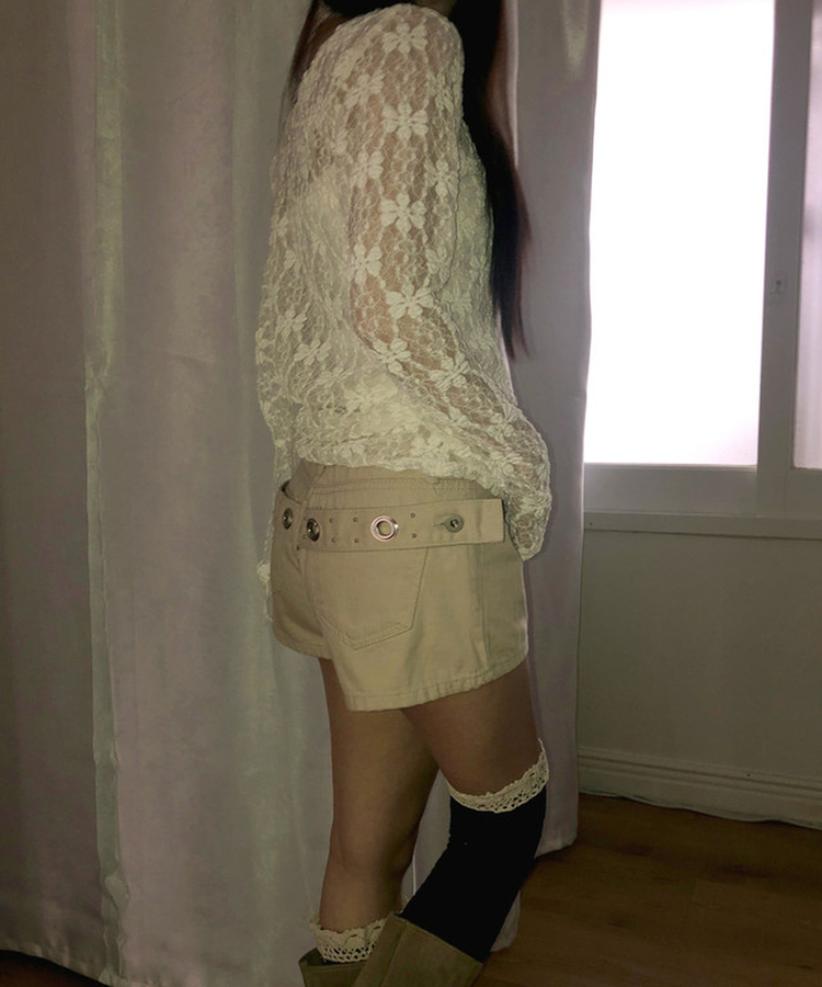 アイレットスタッズショートパンツ BEIGE