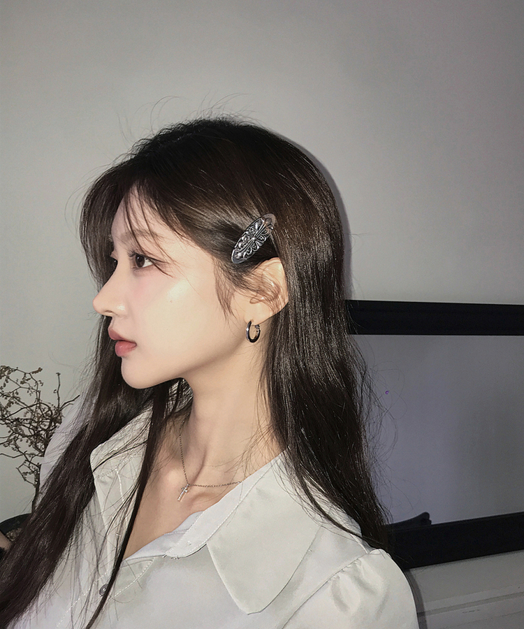 アンティーククロスシルバーフラワー四角・楕円ヘアピン SILVER