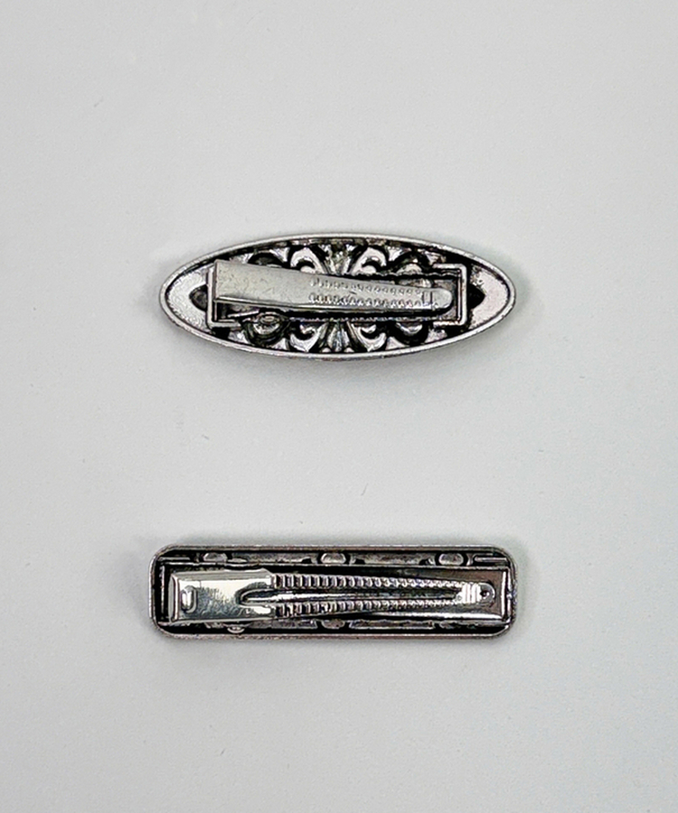 アンティーククロスシルバーフラワー四角・楕円ヘアピン