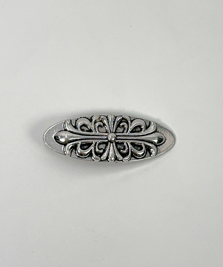 アンティーククロスシルバーフラワー四角・楕円ヘアピン