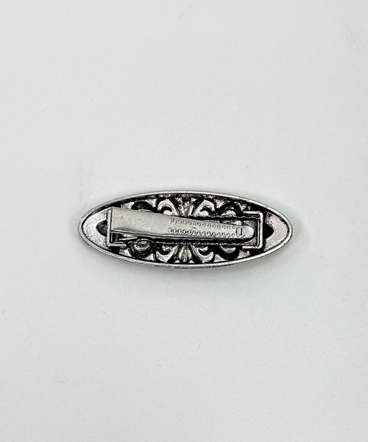 アンティーククロスシルバーフラワー四角・楕円ヘアピン