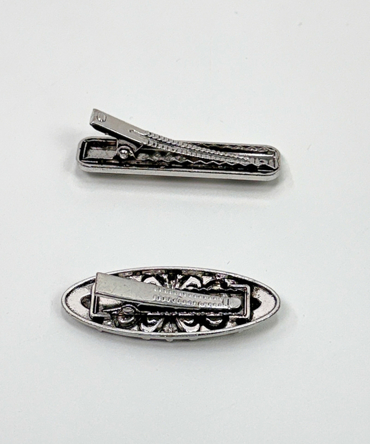 アンティーククロスシルバーフラワー四角・楕円ヘアピン