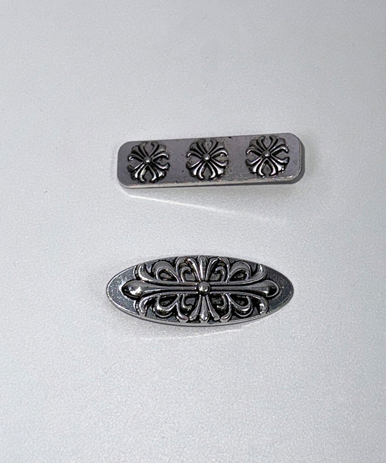 アンティーククロスシルバーフラワー四角・楕円ヘアピン