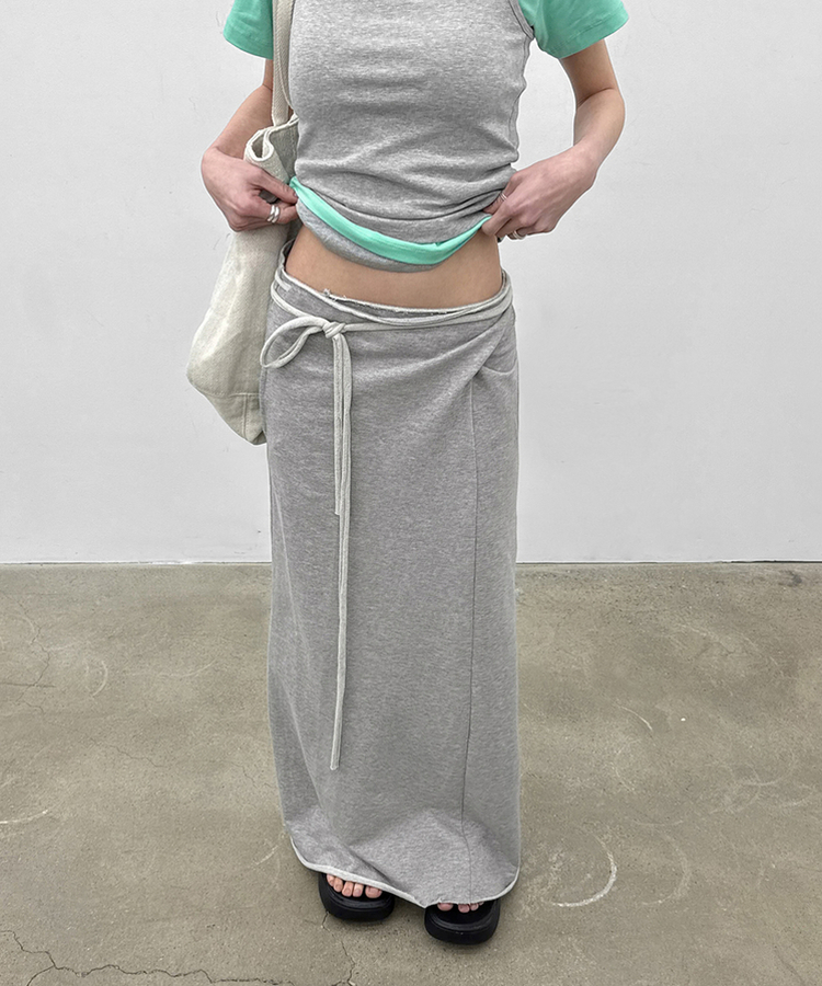 ストラップマキシロングスカート MELANGE GRAY
