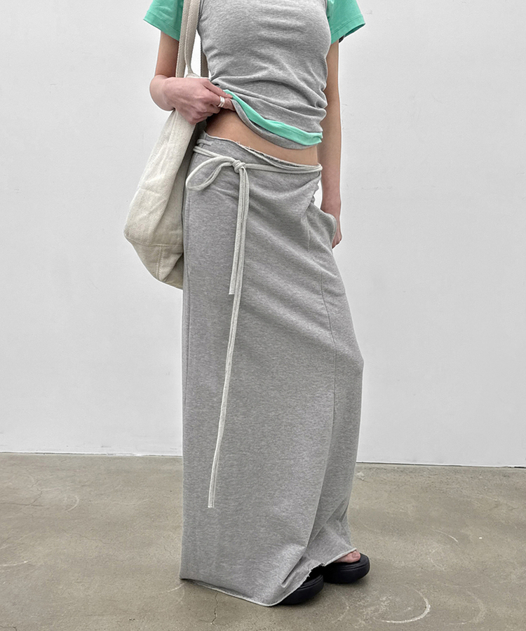 ストラップマキシロングスカート MELANGE GRAY