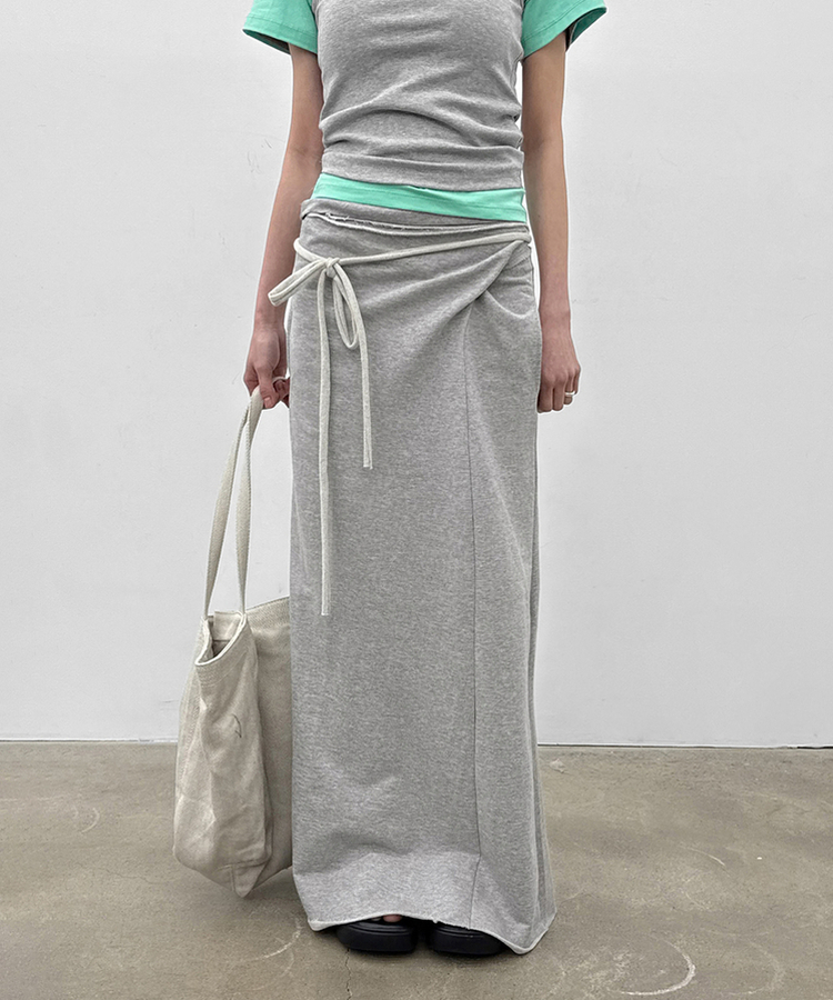 ストラップマキシロングスカート MELANGE GRAY