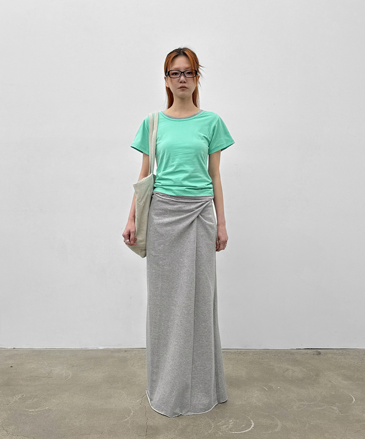 ストラップマキシロングスカート MELANGE GRAY