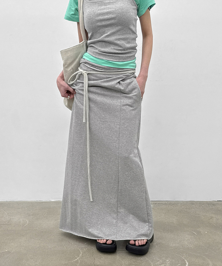 ストラップマキシロングスカート MELANGE GRAY