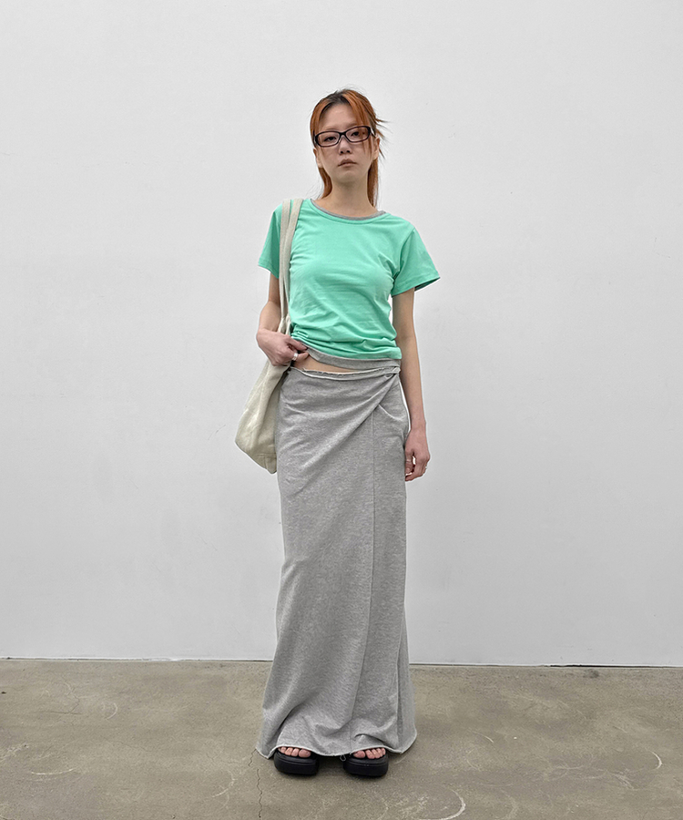 ストラップマキシロングスカート MELANGE GRAY