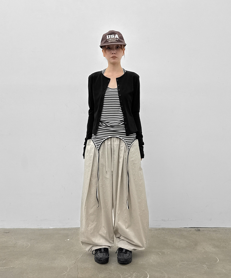 ピンテックワイドバンディングパンツ BEIGE