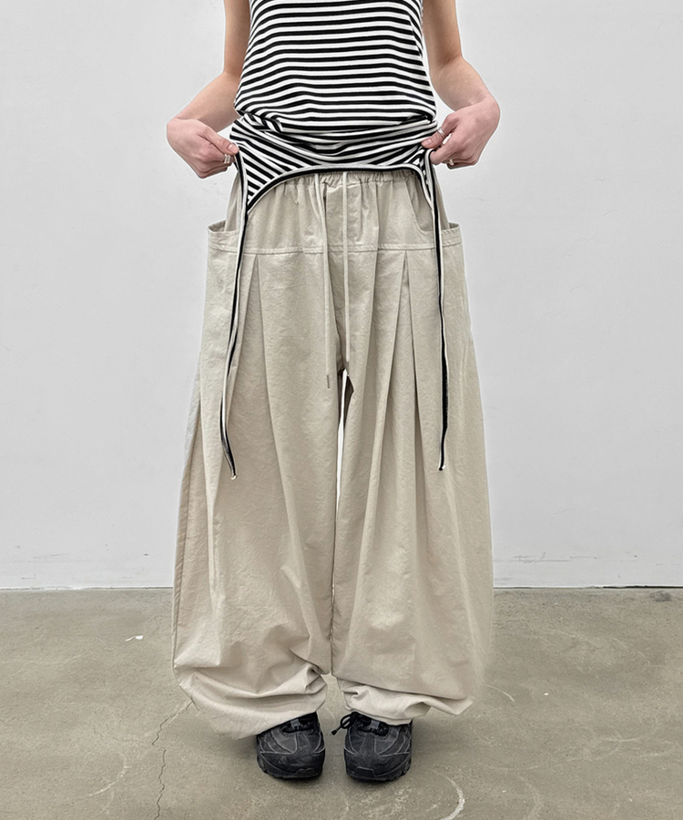 ピンテックワイドバンディングパンツ BEIGE