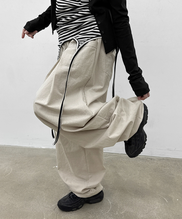 ピンテックワイドバンディングパンツ BEIGE