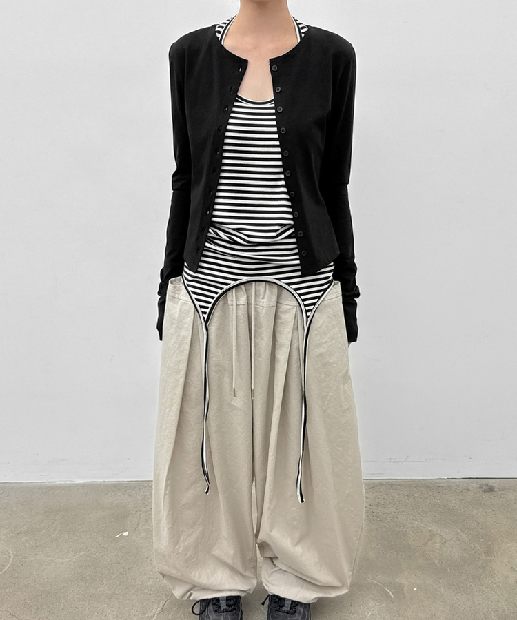 ピンテックワイドバンディングパンツ BEIGE