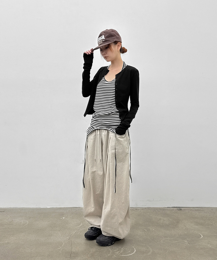 ピンテックワイドバンディングパンツ BEIGE