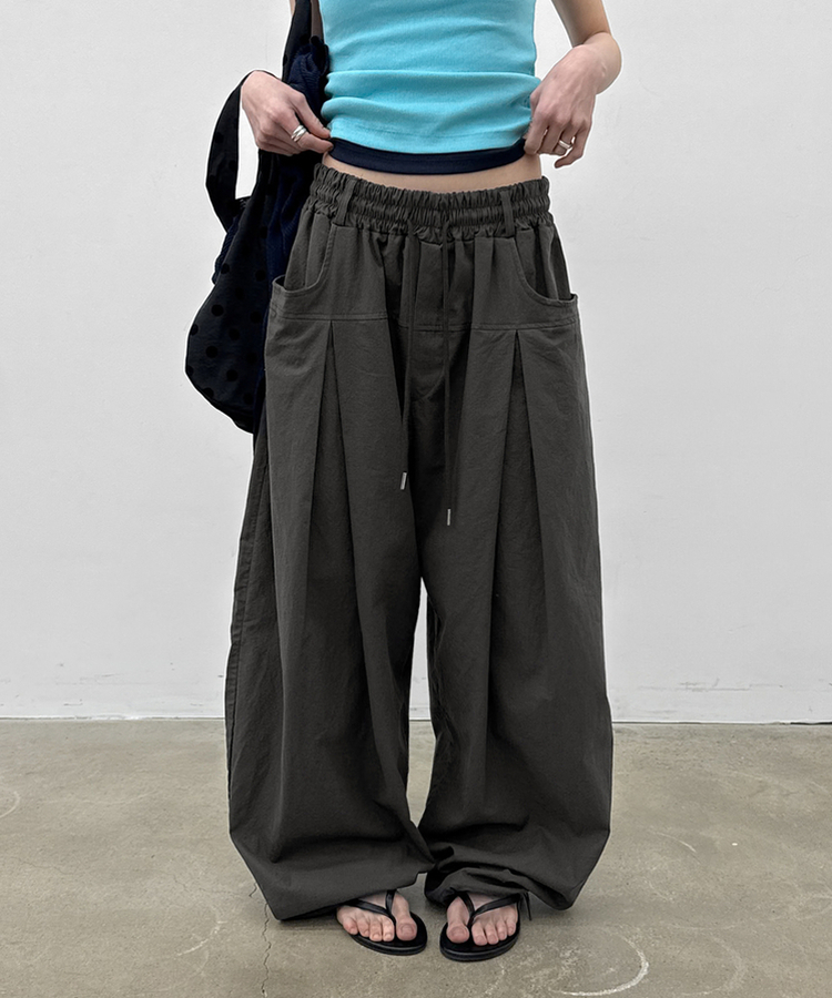 ピンテックワイドバンディングパンツ CHARCOAL