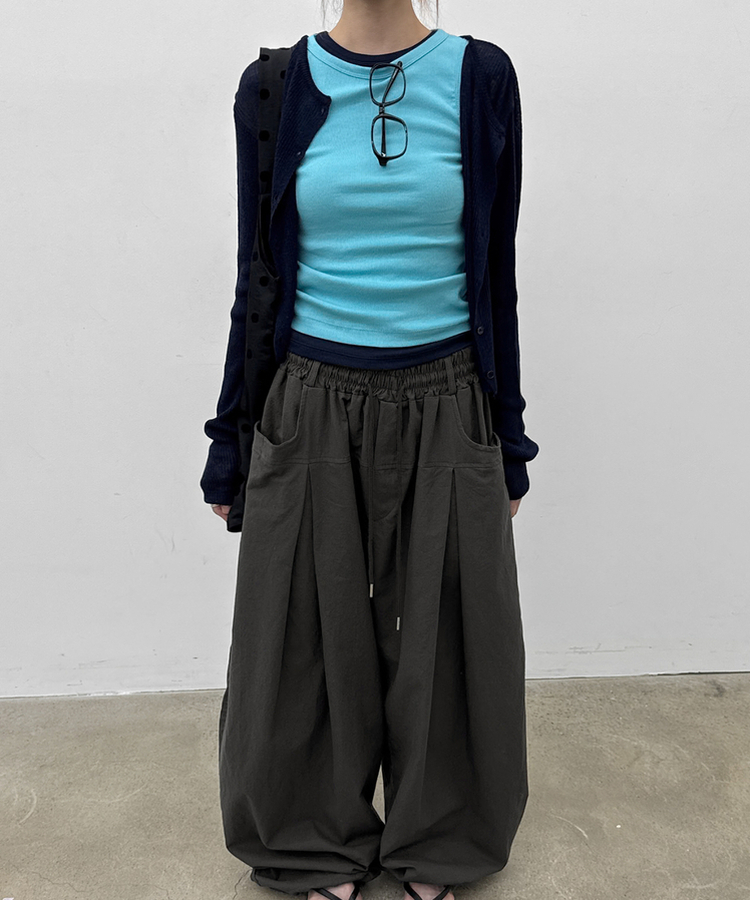 ピンテックワイドバンディングパンツ CHARCOAL