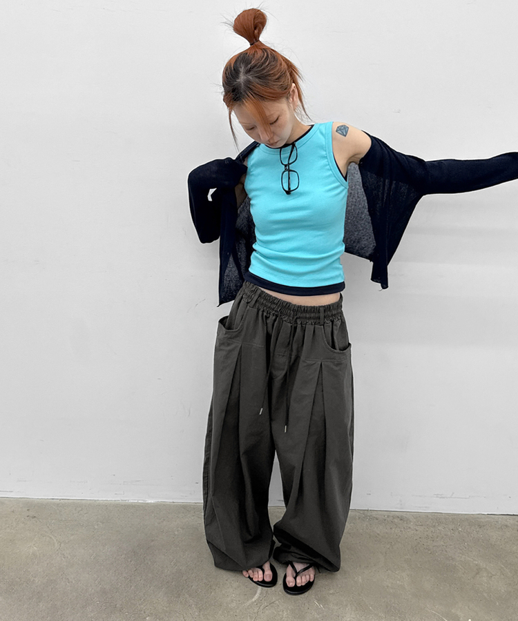 ピンテックワイドバンディングパンツ CHARCOAL