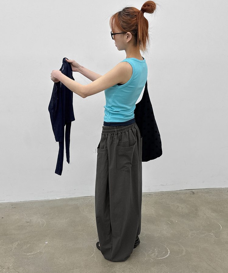 ピンテックワイドバンディングパンツ CHARCOAL