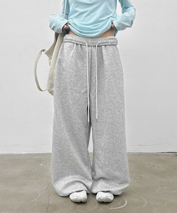 ストリングワイドバンディングパンツ MELANGE GRAY