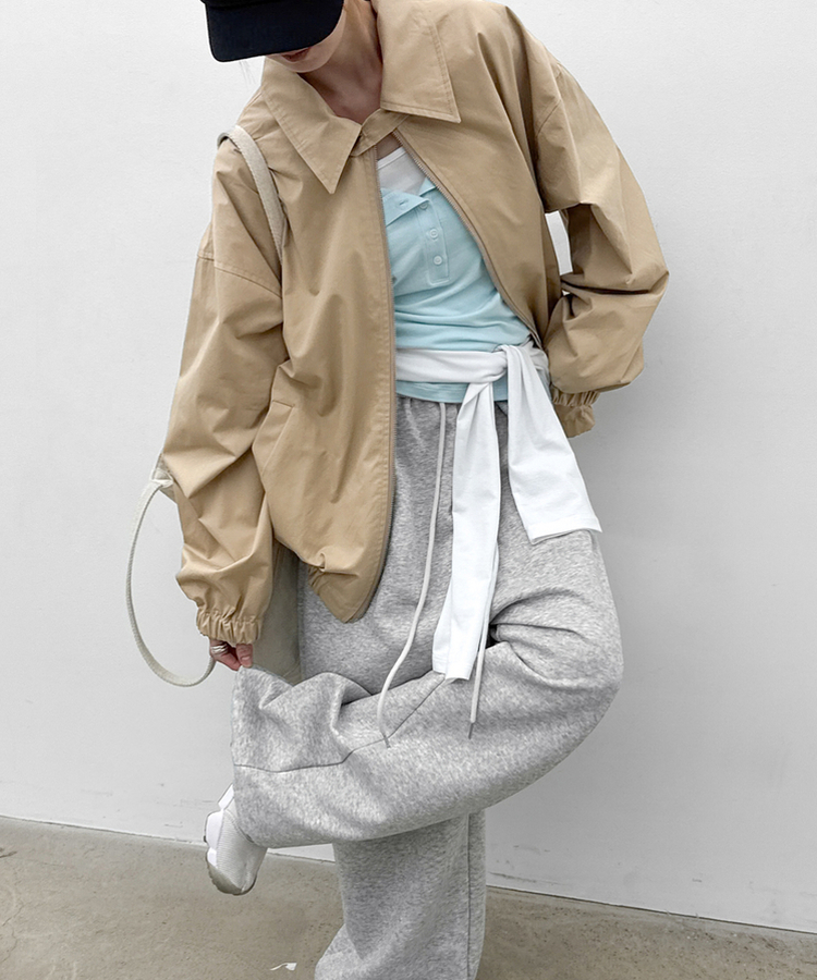 ストリングワイドバンディングパンツ MELANGE GRAY