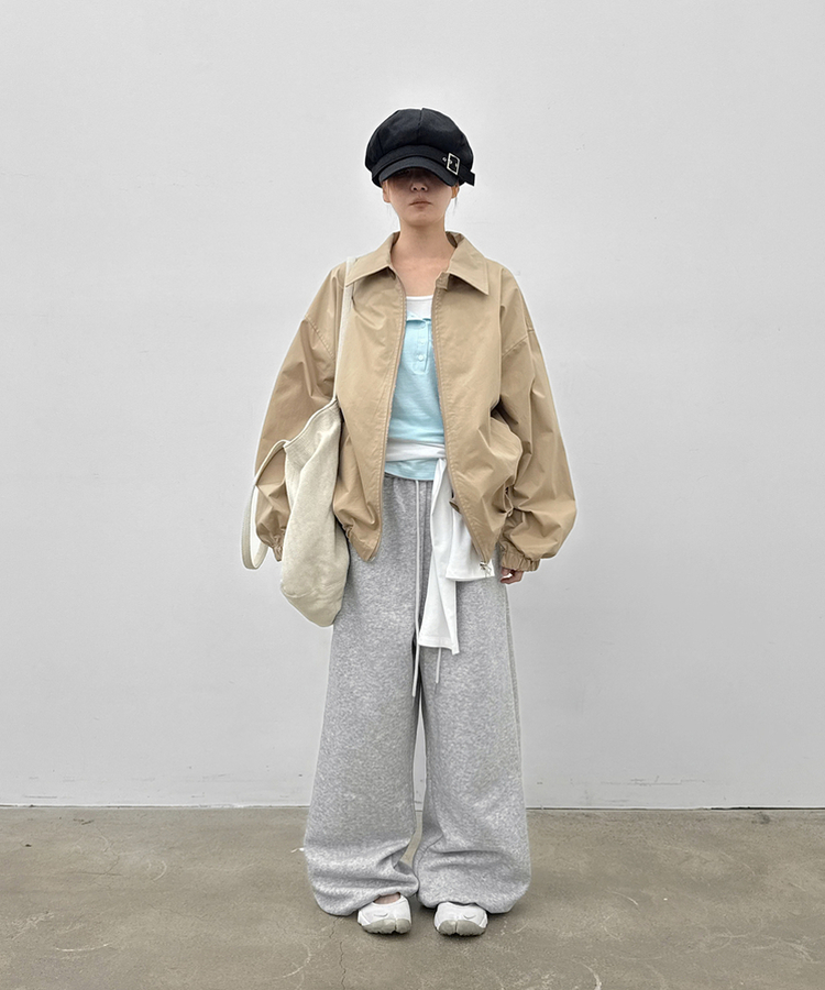 ストリングワイドバンディングパンツ MELANGE GRAY