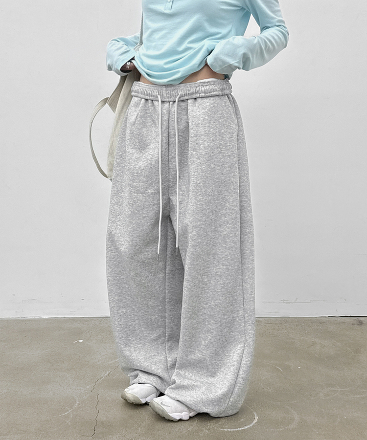 ストリングワイドバンディングパンツ MELANGE GRAY