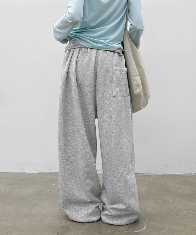 ストリングワイドバンディングパンツ MELANGE GRAY