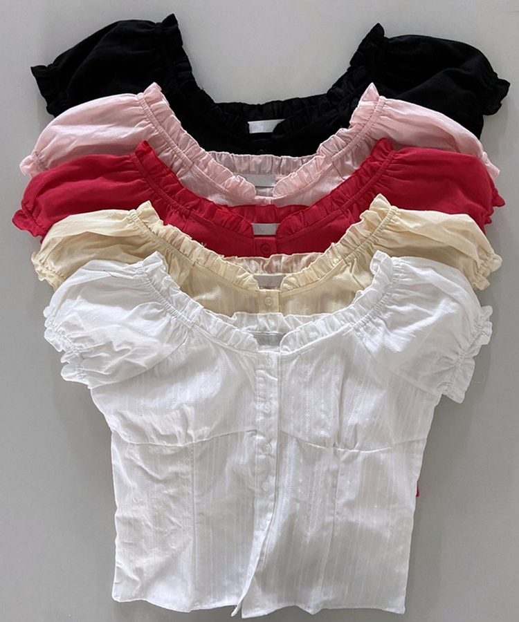 フリルオフショルダー半袖ブラウス(5color)