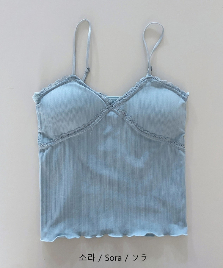 【カップ付き】レース紐キャミソール