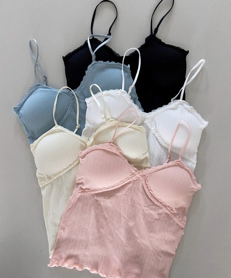 【カップ付き】レース紐キャミソール