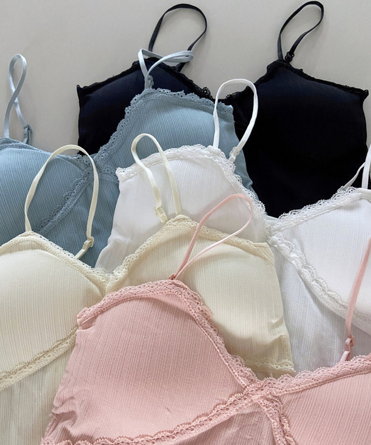 【カップ付き】レース紐キャミソール