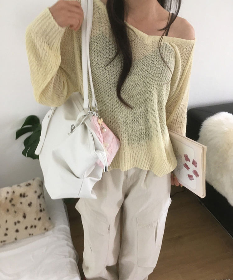 シースルーメッシュサマーニット(8color) YELLOW