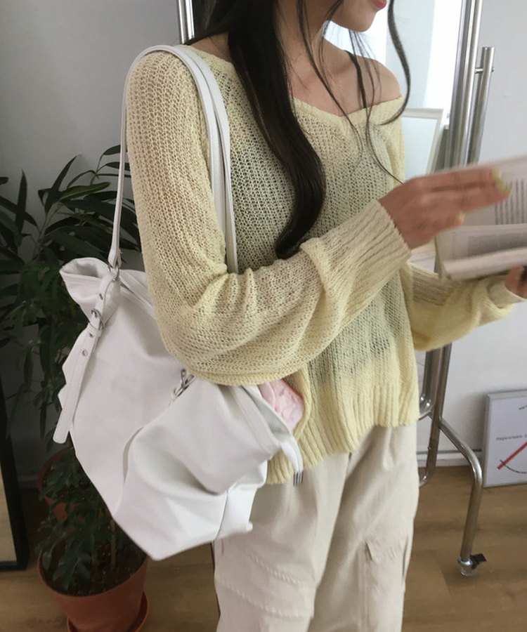 シースルーメッシュサマーニット(8color) YELLOW