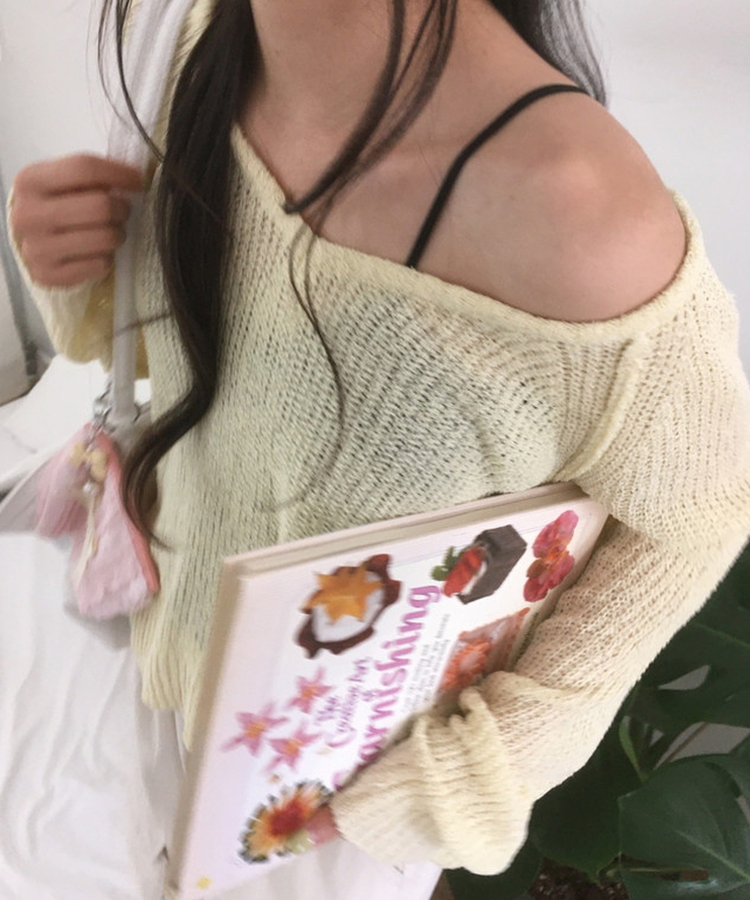 シースルーメッシュサマーニット(8color) YELLOW