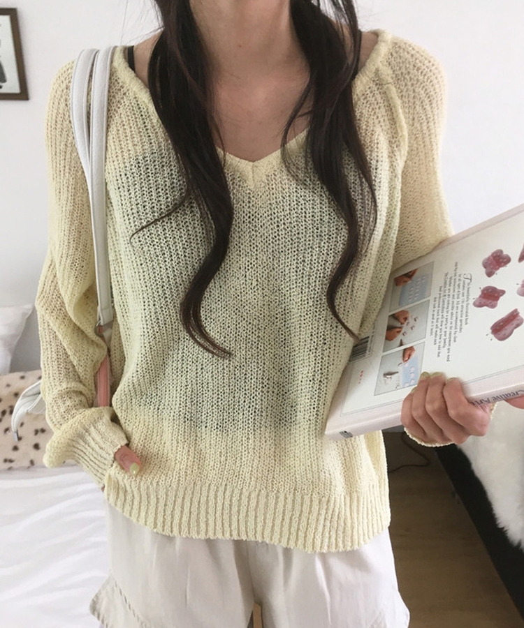 シースルーメッシュサマーニット(8color) YELLOW