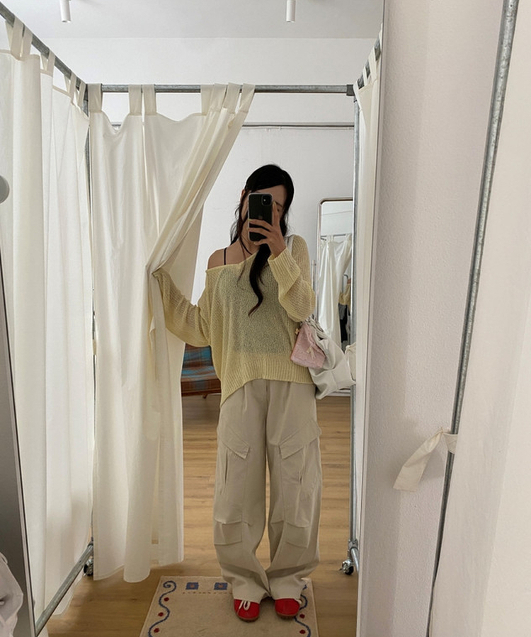 シースルーメッシュサマーニット(8color) YELLOW