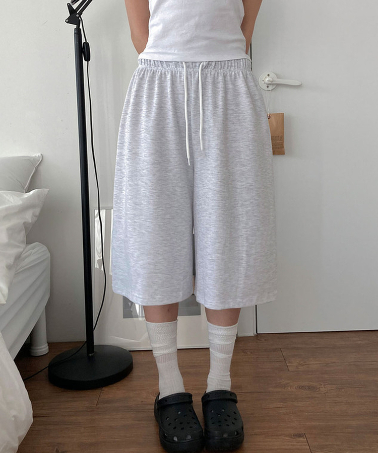 5分丈トレーニングパンツ(11color) MELANGE WHITE