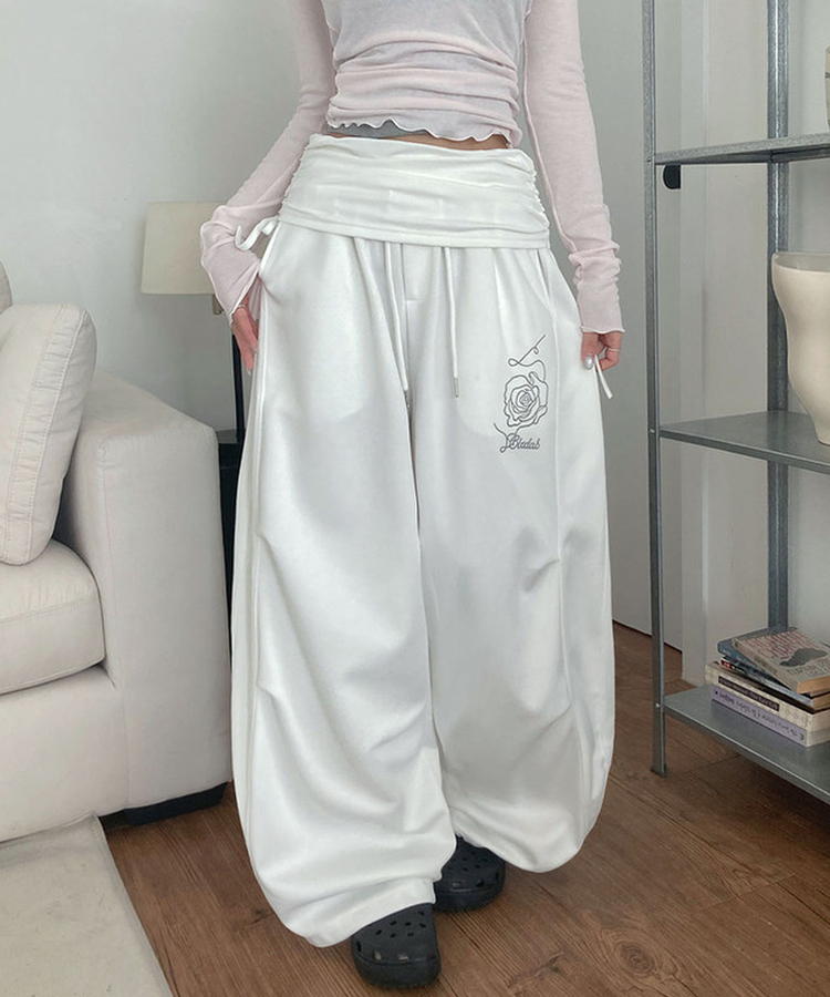 ピンタックワイドロングパンツ WHITE