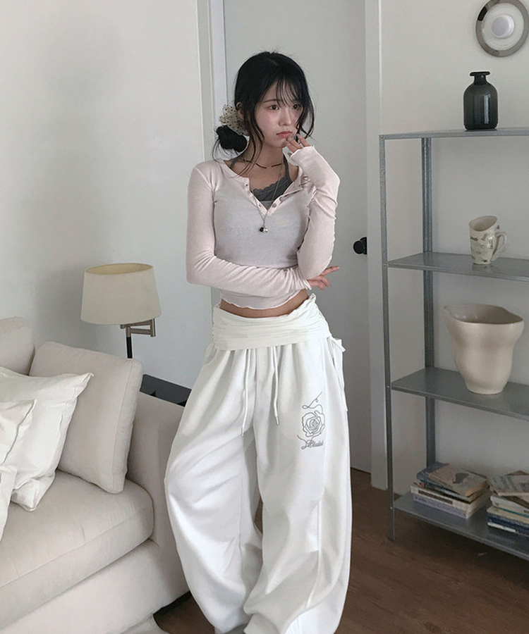 ピンタックワイドロングパンツ WHITE