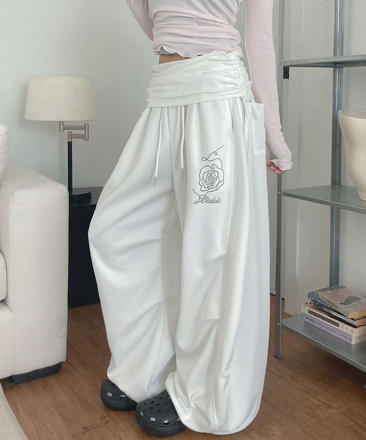 ピンタックワイドロングパンツ WHITE