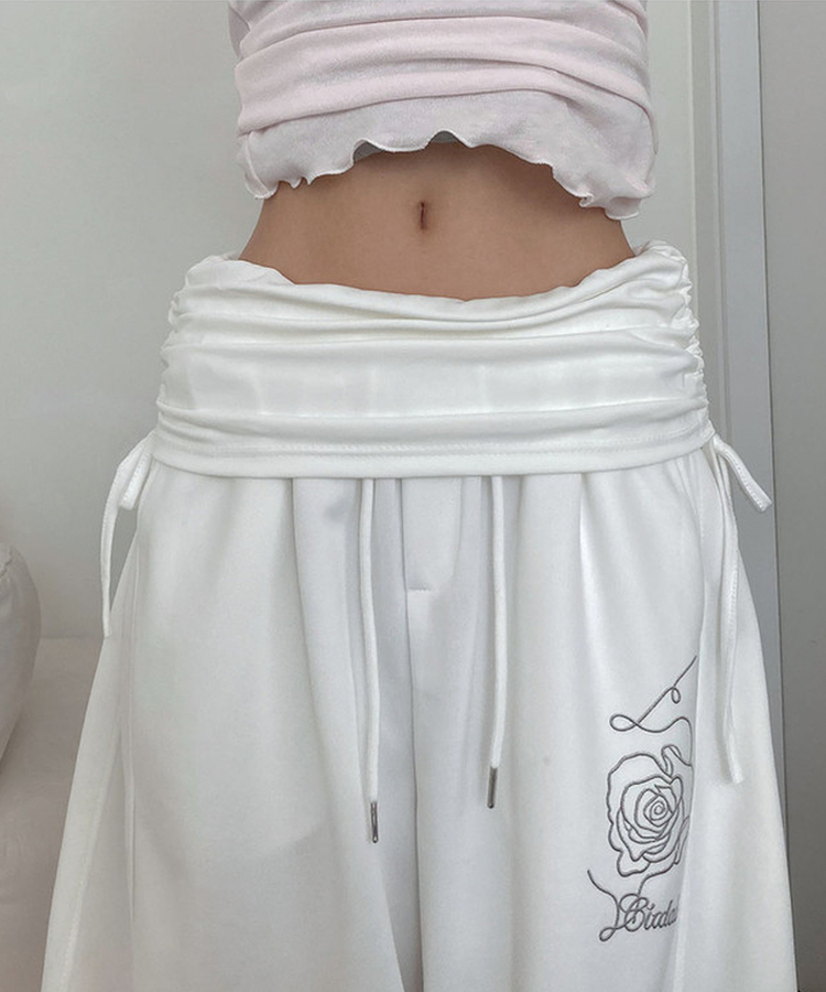 ピンタックワイドロングパンツ WHITE