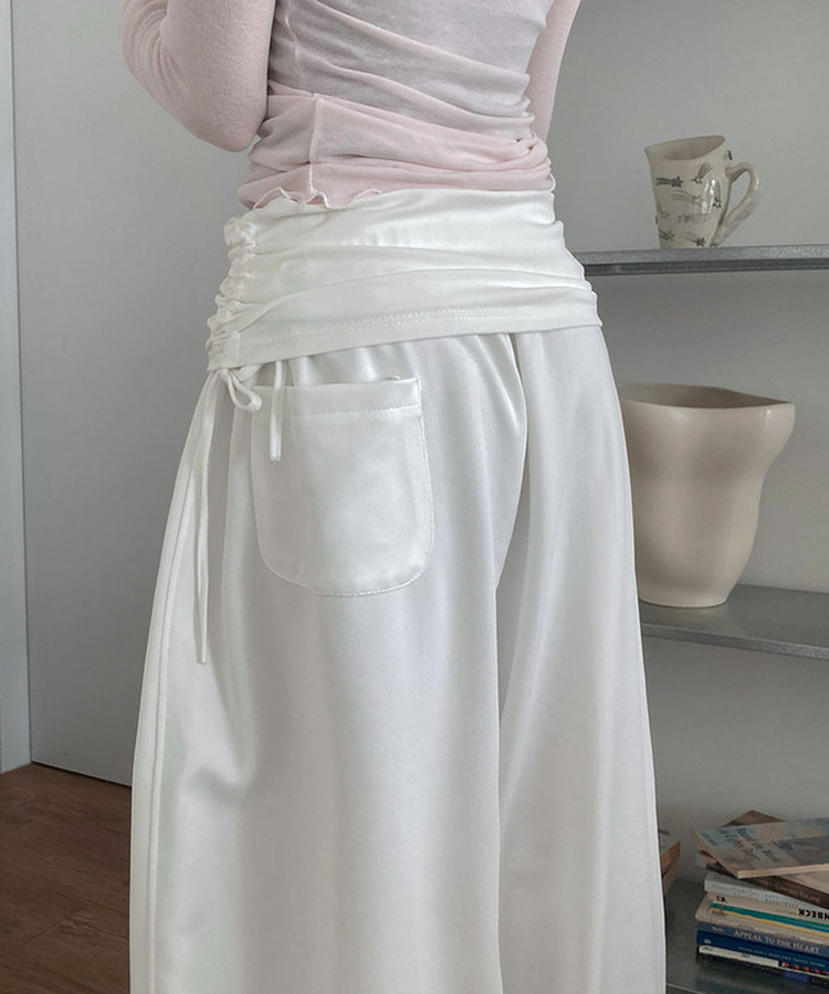 ピンタックワイドロングパンツ WHITE