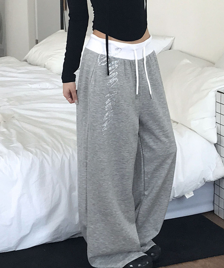 ビーズレタリングワトレーニングパンツ GREY