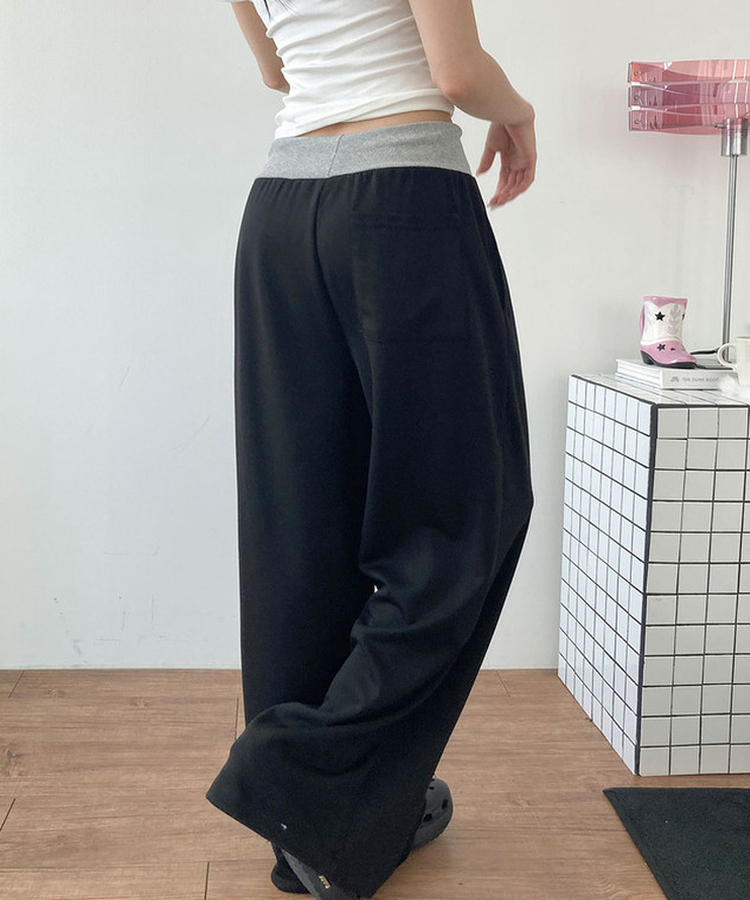 ビーズレタリングワトレーニングパンツ BLACK