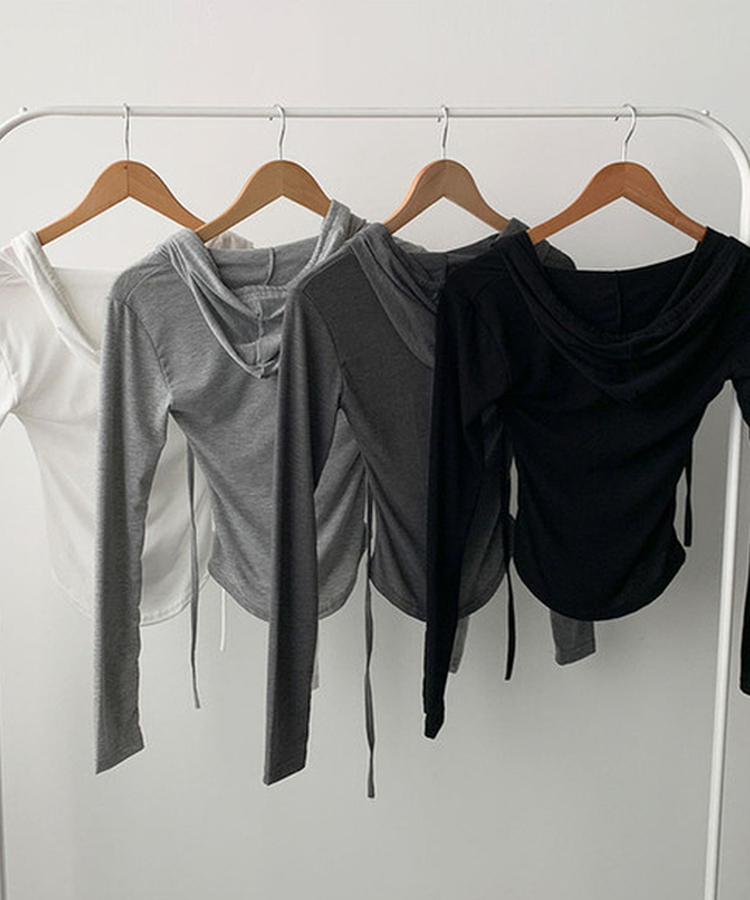 スリムフィットフード付き長袖Tシャツ