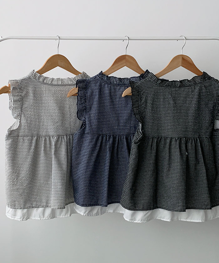 フリルリボンチェックキャミソールブラウス