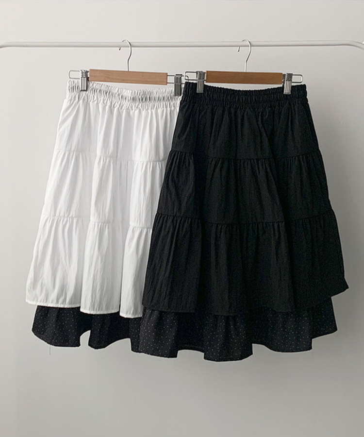ドットバイカラーティアードミディスカート